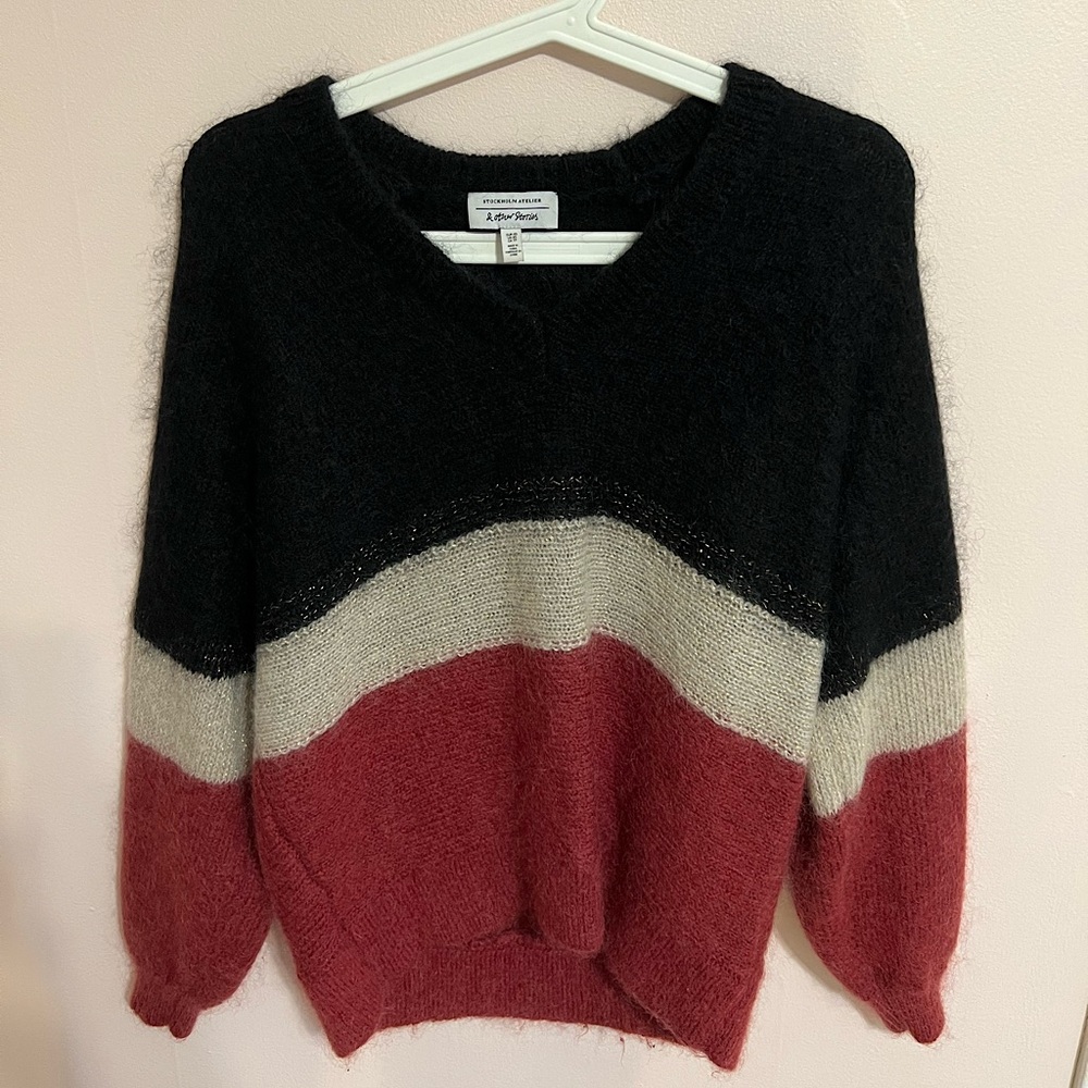 & Other Stories XS Color Block Oversized Jumper
Sweater Mohair Wool Stripe VNeck